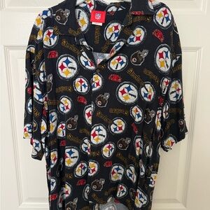 NFL Steelers Black and Yellow Men's Button Down Shirt